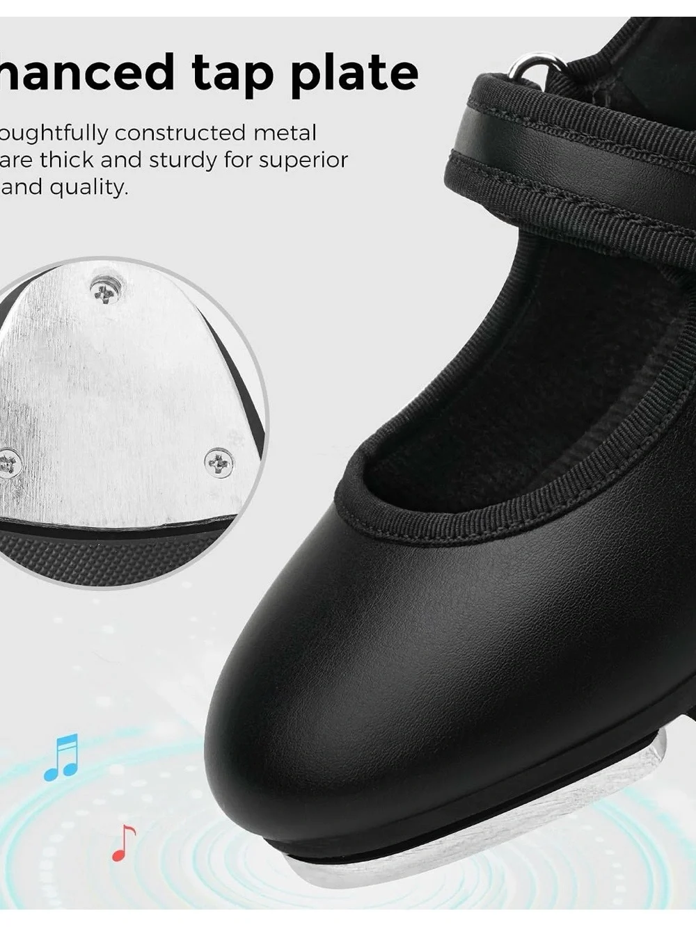 Children's Black Mary Jane Tap Shoes with Velcro Strap